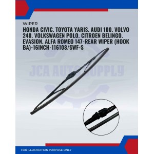 Rear Wiper-Honda Civic. Toyota Yaris. Audi 100. Volvo 240. Volkswagen Polo. Citroen Belingo. Evasion. Alfa Romeo 147-16 Inch-116108SWF-S Rear Wiper-Honda Civic. Toyota Yaris. Audi 100. Volvo 240. Volkswagen Polo. Citroen Belingo. Evasion. Alfa Romeo 147-16 Inch-116108SWF-S