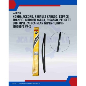 Rear Wiper-Honda Accord. Renault Kangoo, Espace, Tranfic. Citroen Xsara, Picasso. Peugeot 306. Opel Zafira-16inch-116550/SWF-S