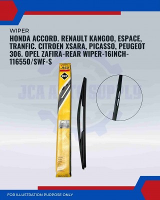 Rear Wiper-Honda Accord. Renault Kangoo, Espace, Tranfic. Citroen Xsara, Picasso. Peugeot 306. Opel Zafira-16inch-116550/SWF-S