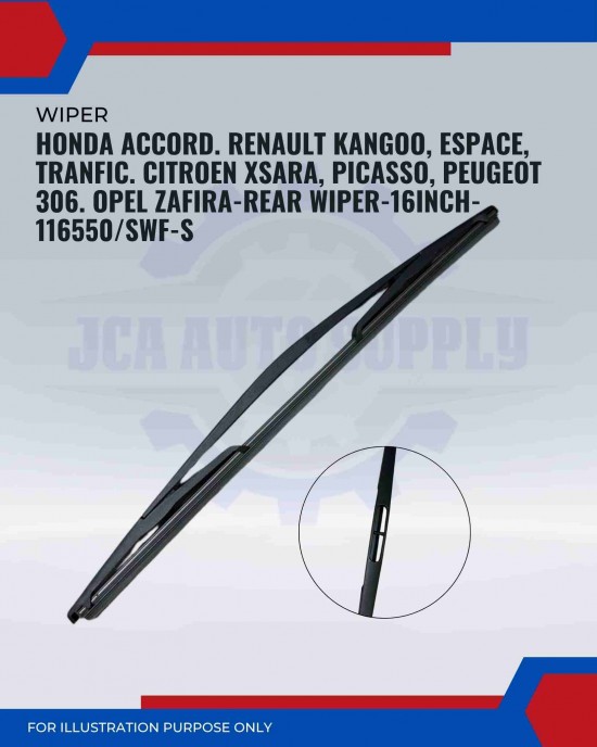 Rear Wiper-Honda Accord. Renault Kangoo, Espace, Tranfic. Citroen Xsara, Picasso. Peugeot 306. Opel Zafira-16inch-116550/SWF-S Rear Wiper-Honda Accord. Renault Kangoo, Espace, Tranfic. Citroen Xsara, Picasso. Peugeot 306. Opel Zafira-16inch-116550/SWF-S