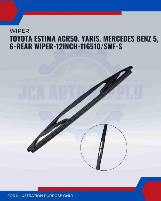 Rear Wiper-Toyota Estima ACR50. Yaris. Mercedes Benz 5/6-12inch-116510/SWF-S