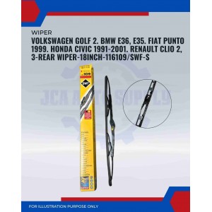 Rear Wiper-Volkswagen Golf 2. BMW E36, E35. Fiat Punto. Honda Civic. Renault Clio 2&3-18inch-116109/SWF-S