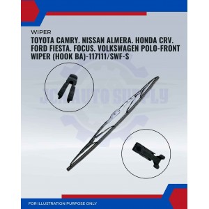 Front Wiper (Hook BA)-Toyota Camry. Nissan Almera. Honda CRV. Ford Fiesta. Focus. Volkswagen Polo-19Inch-117111SWF-S