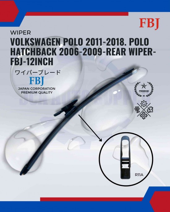  Volkswagen Polo 2011-2018. Polo Hatchback 2006-2009-Rear Wiper-FBJ-12inch