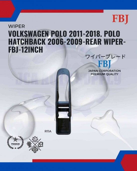  Volkswagen Polo 2011-2018. Polo Hatchback 2006-2009-Rear Wiper-FBJ-12inch